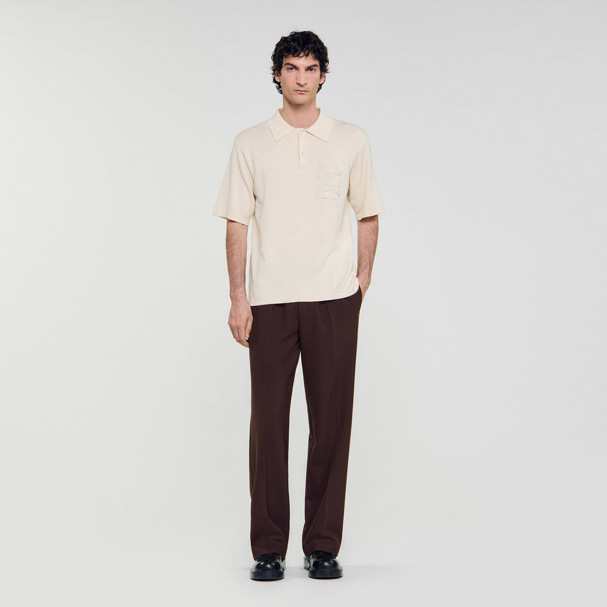 Sandro Polo with rope embroidery