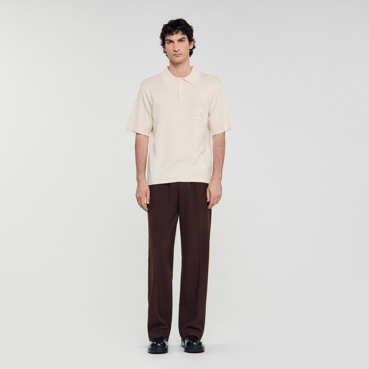 Sandro Polo with rope embroidery