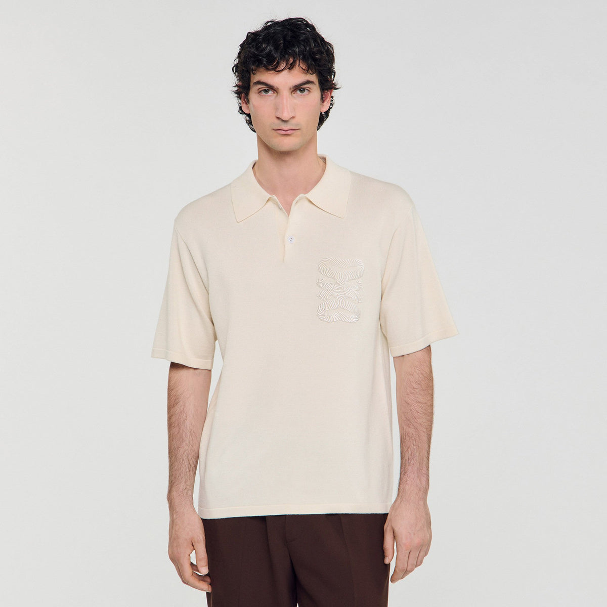 Sandro Polo with rope embroidery