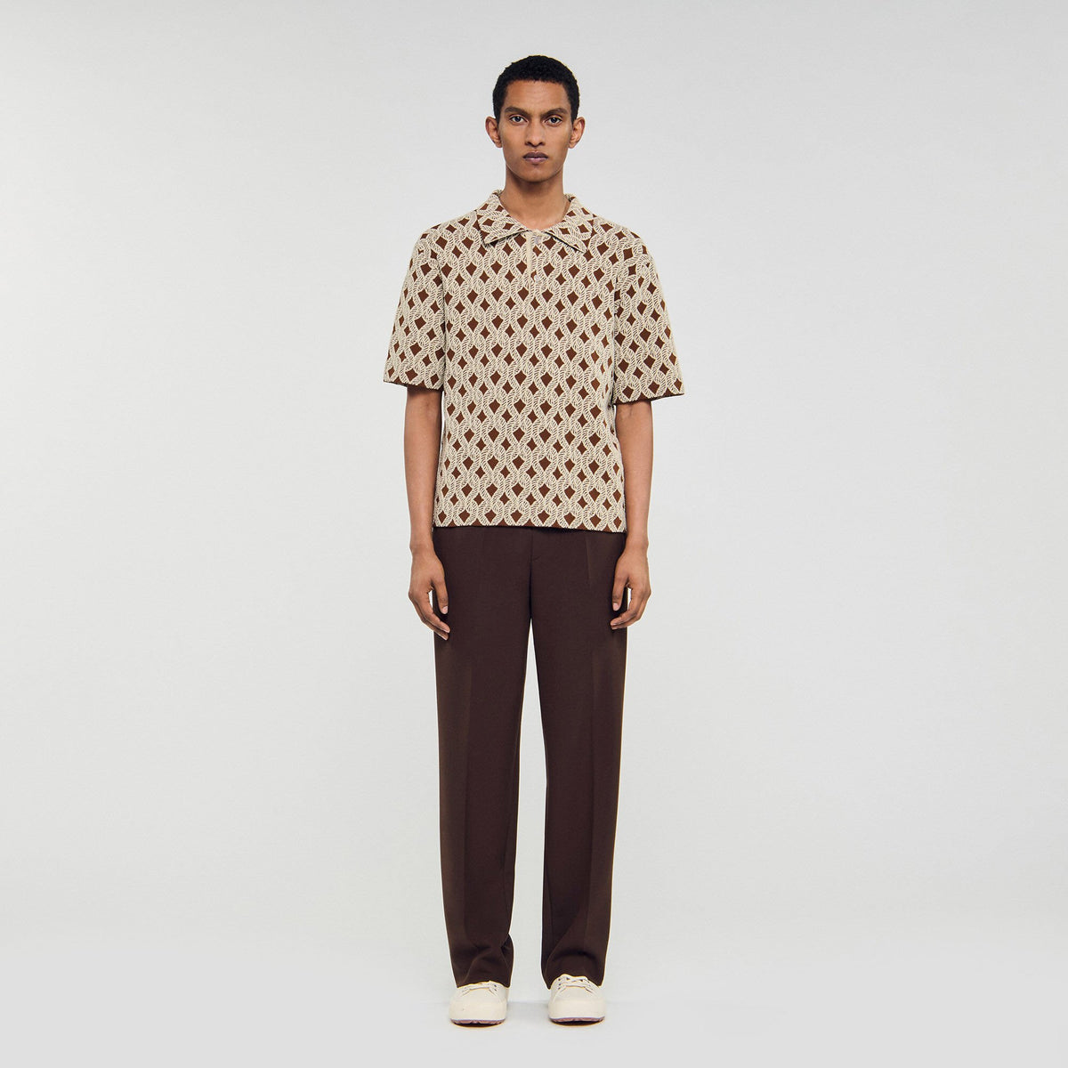 Sandro Rope jacquard cardigan shirt