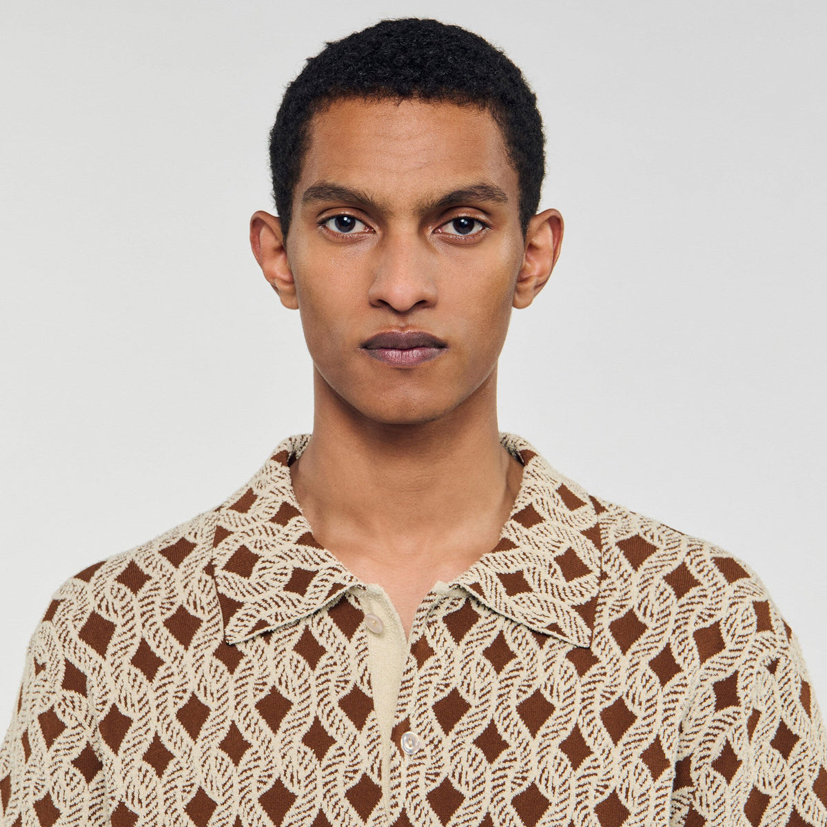 Sandro Rope jacquard cardigan shirt