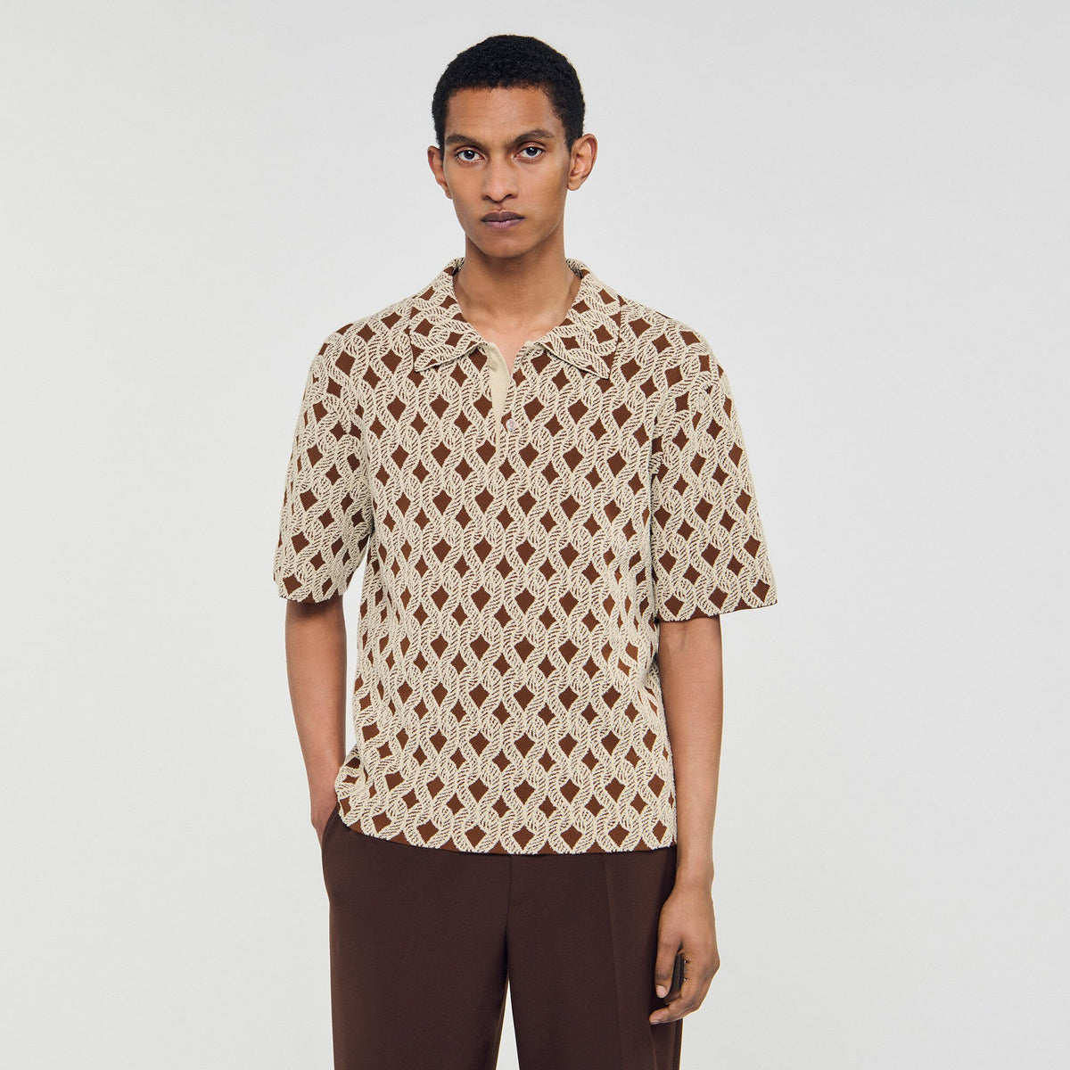 Sandro Rope jacquard cardigan shirt