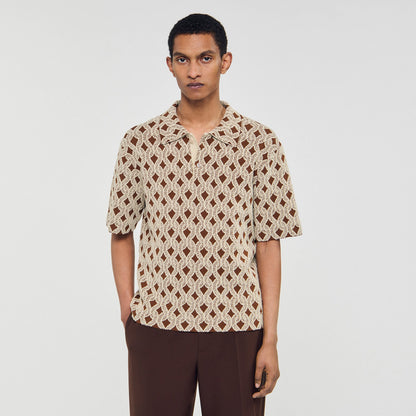 Sandro Rope jacquard cardigan shirt