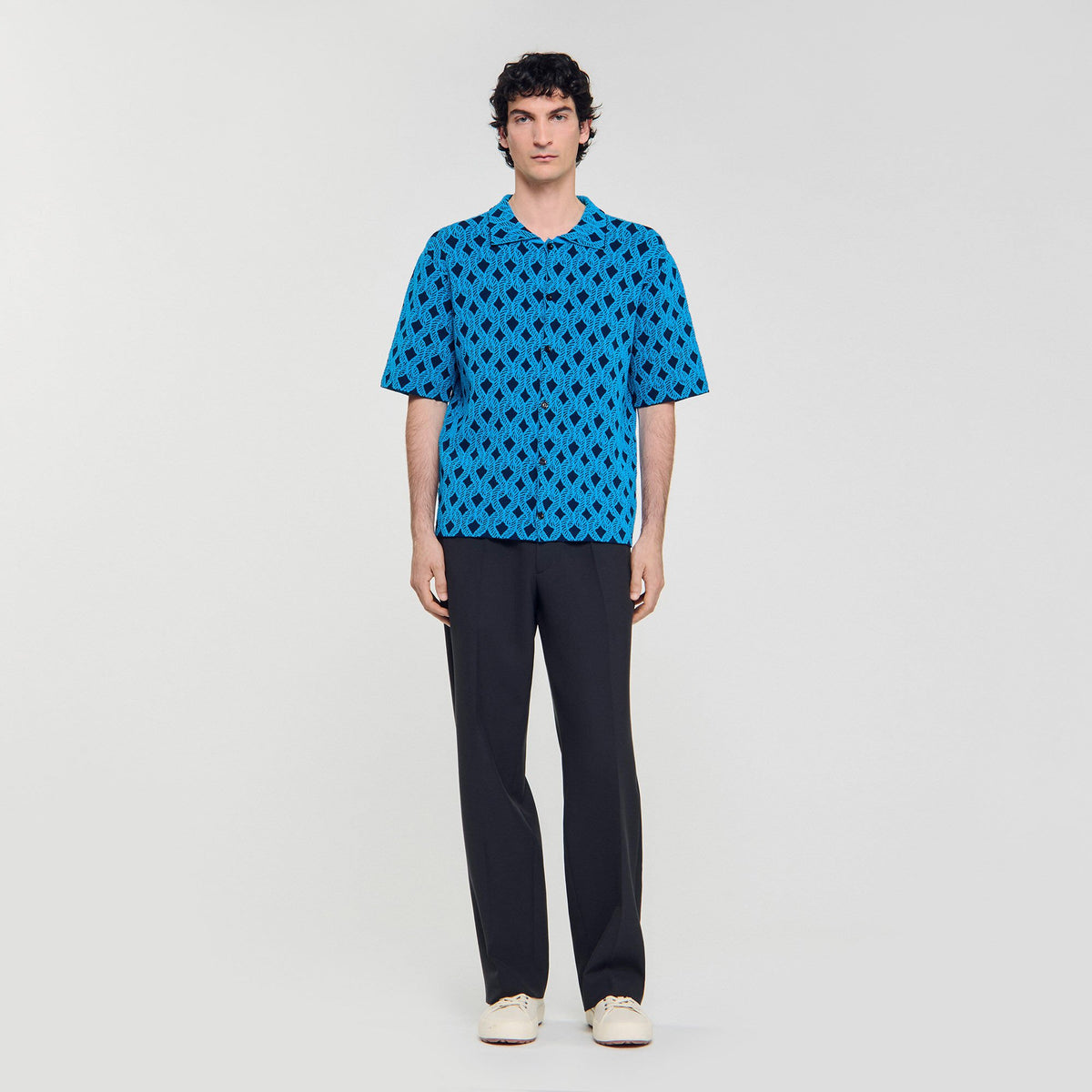 Sandro Rope jacquard cardigan shirt