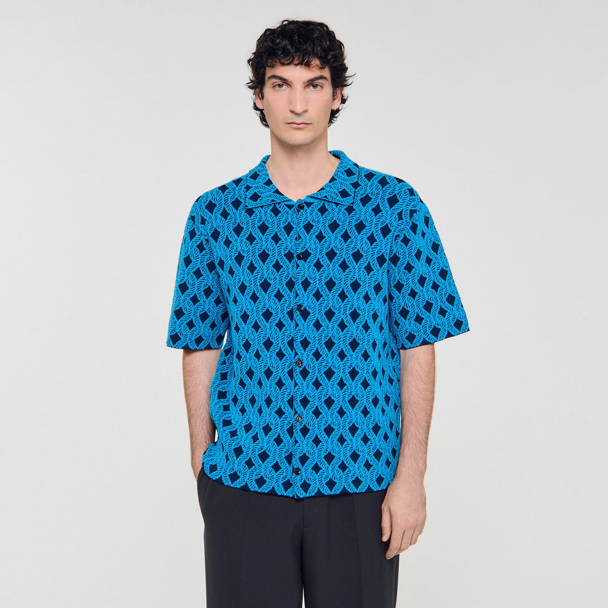 Sandro Rope jacquard cardigan shirt