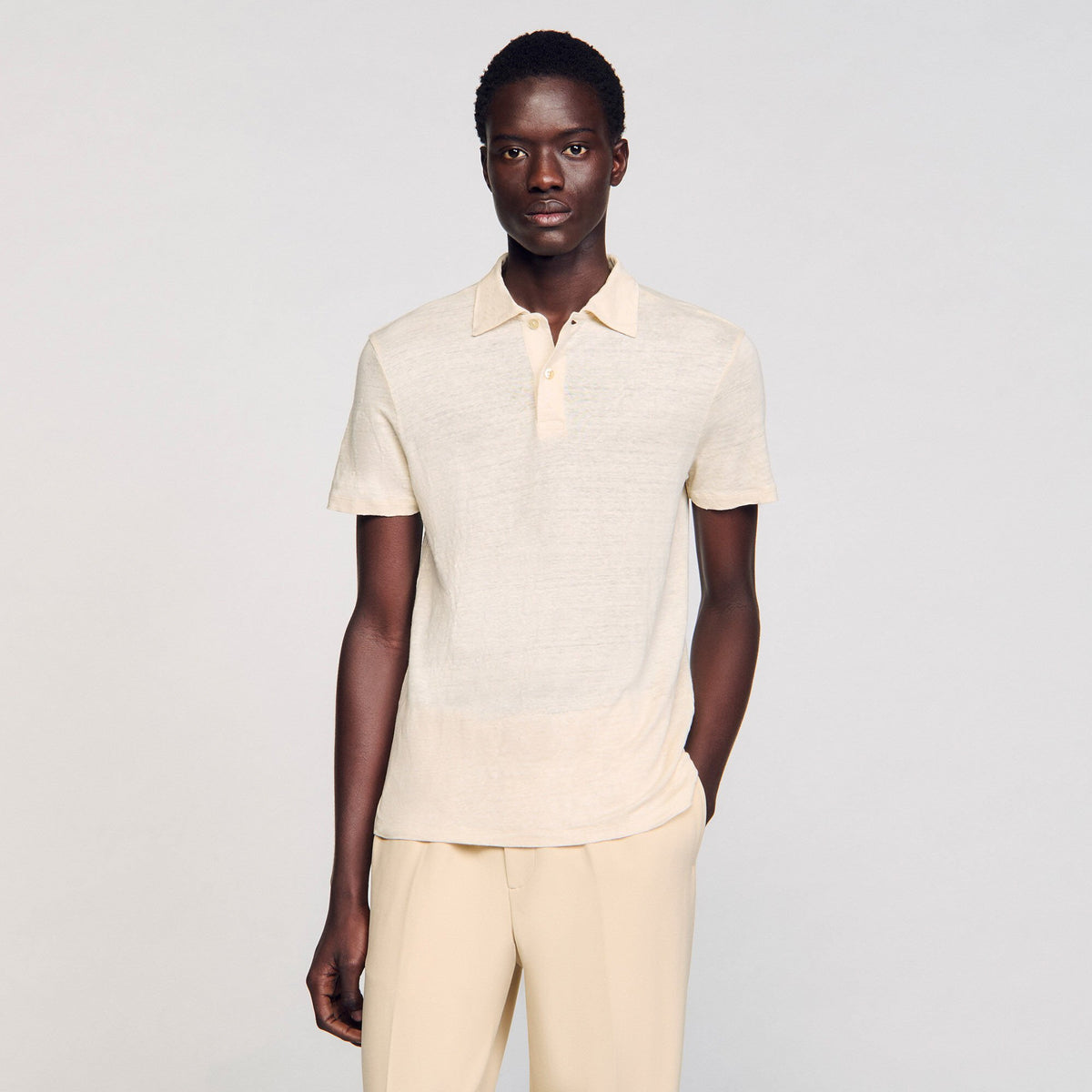 Sandro Linen polo shirt