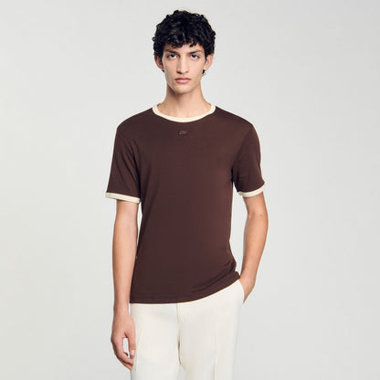 Sandro Two-tone patch T-shirt