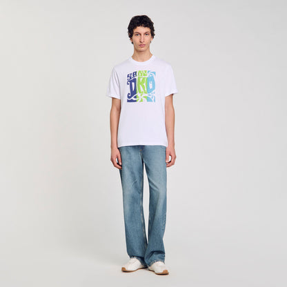 Sandro Wave print cotton T-shirt