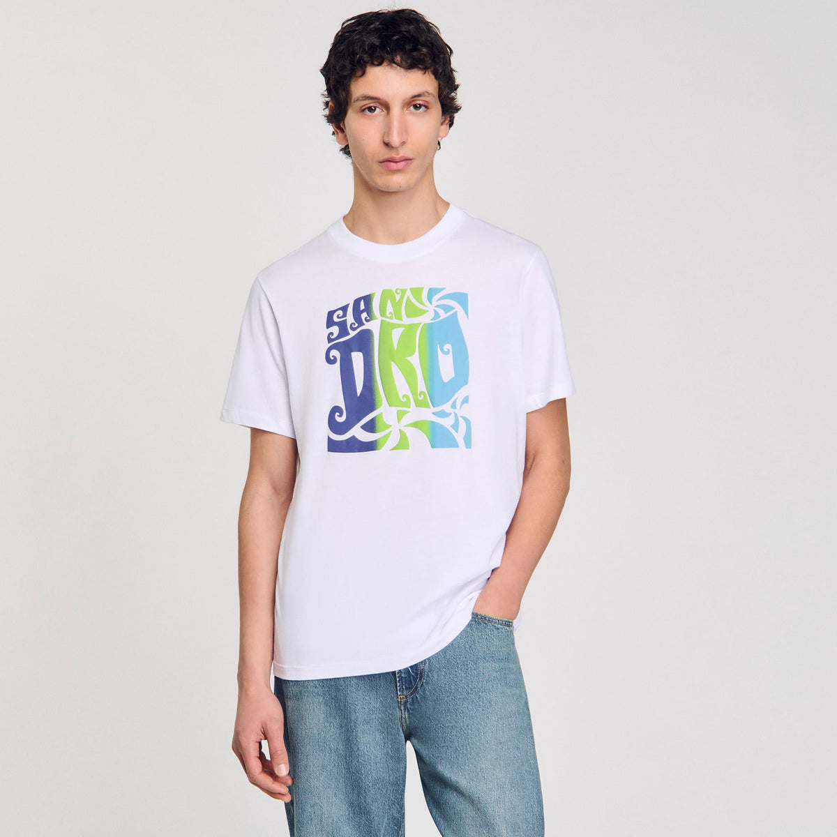 Sandro Wave print cotton T-shirt