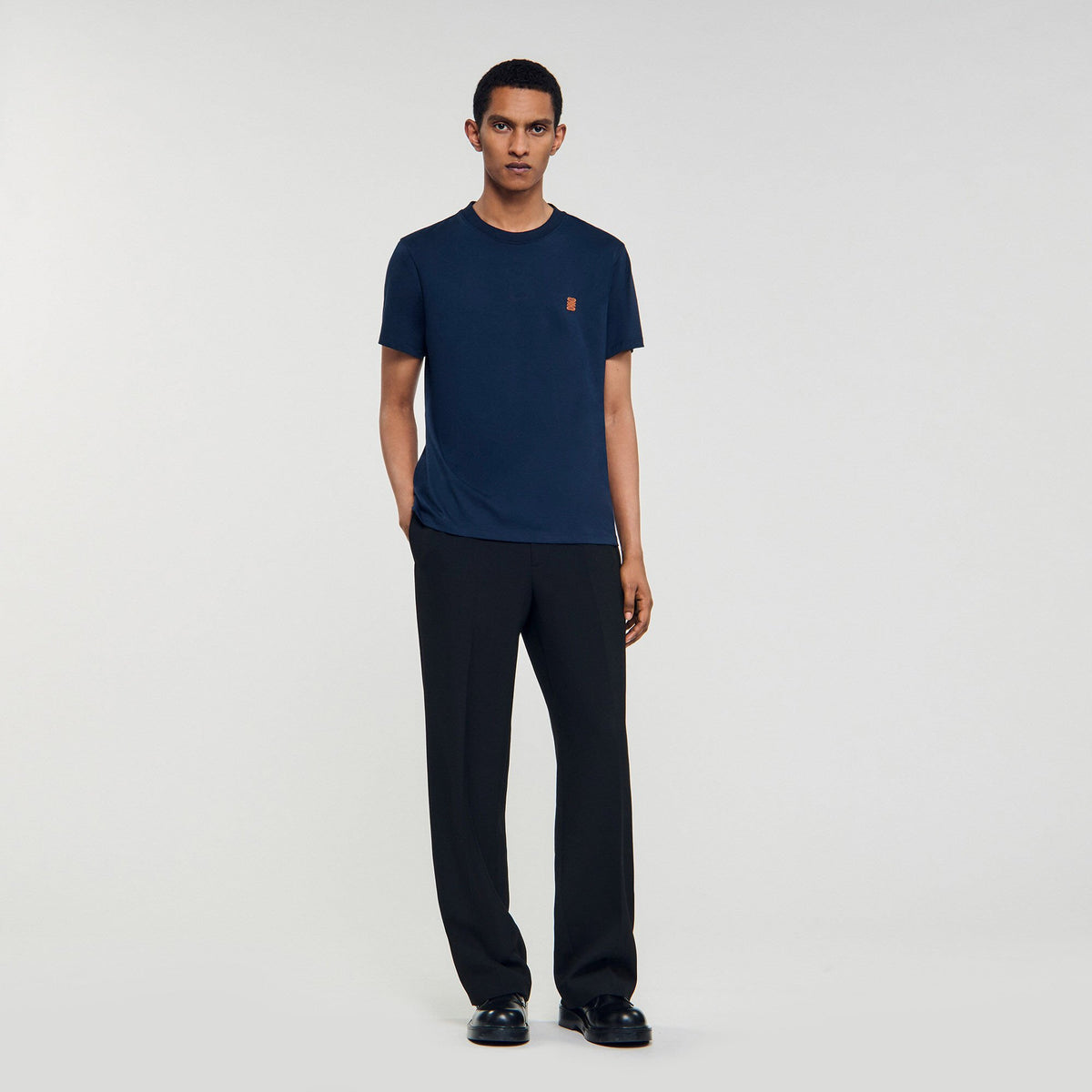 Sandro Leather logo T-shirt