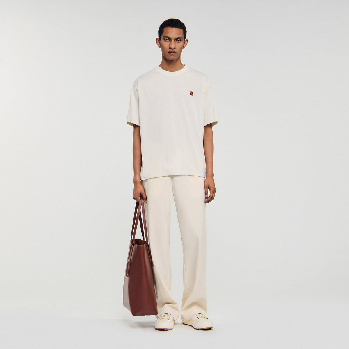 Sandro Leather logo T-shirt