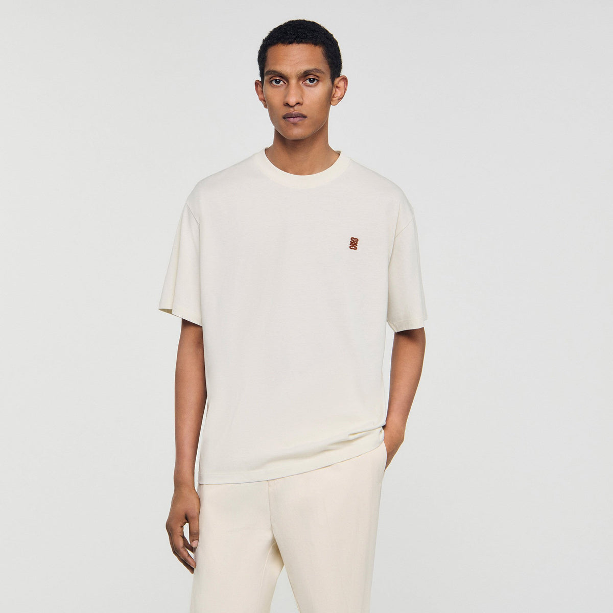 Sandro Leather logo T-shirt